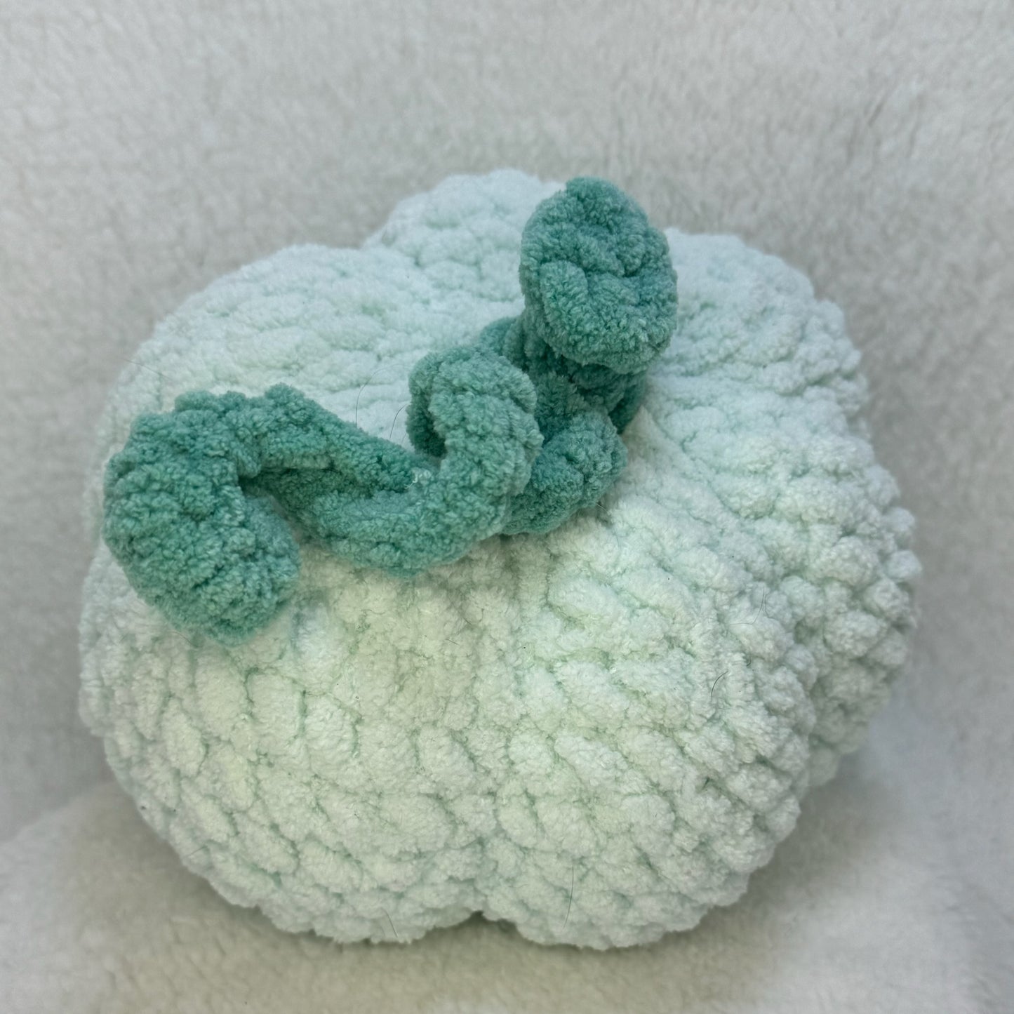 Extra Large Crochet Pumpkin in Mint and Sage