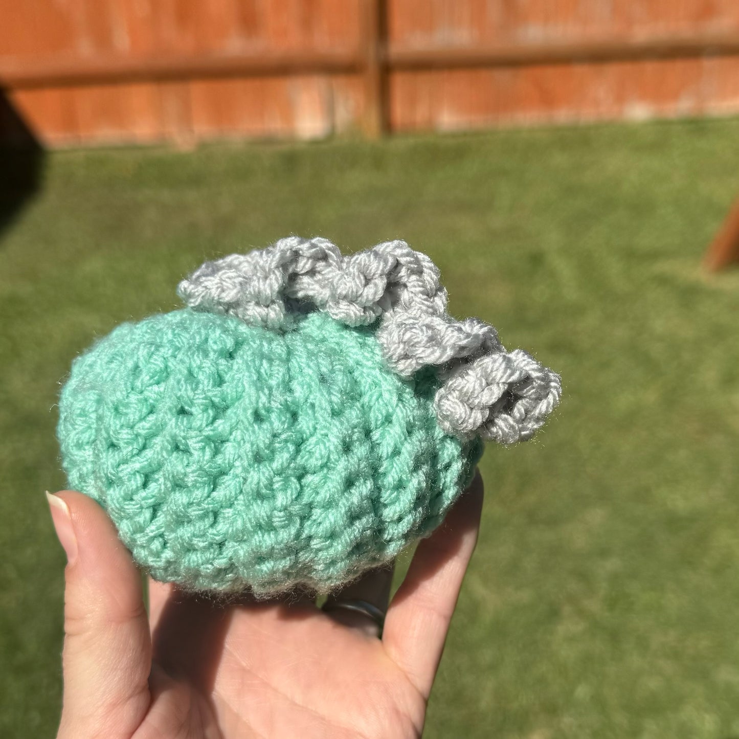Crochet Small Green and White and Silver Pumpkins