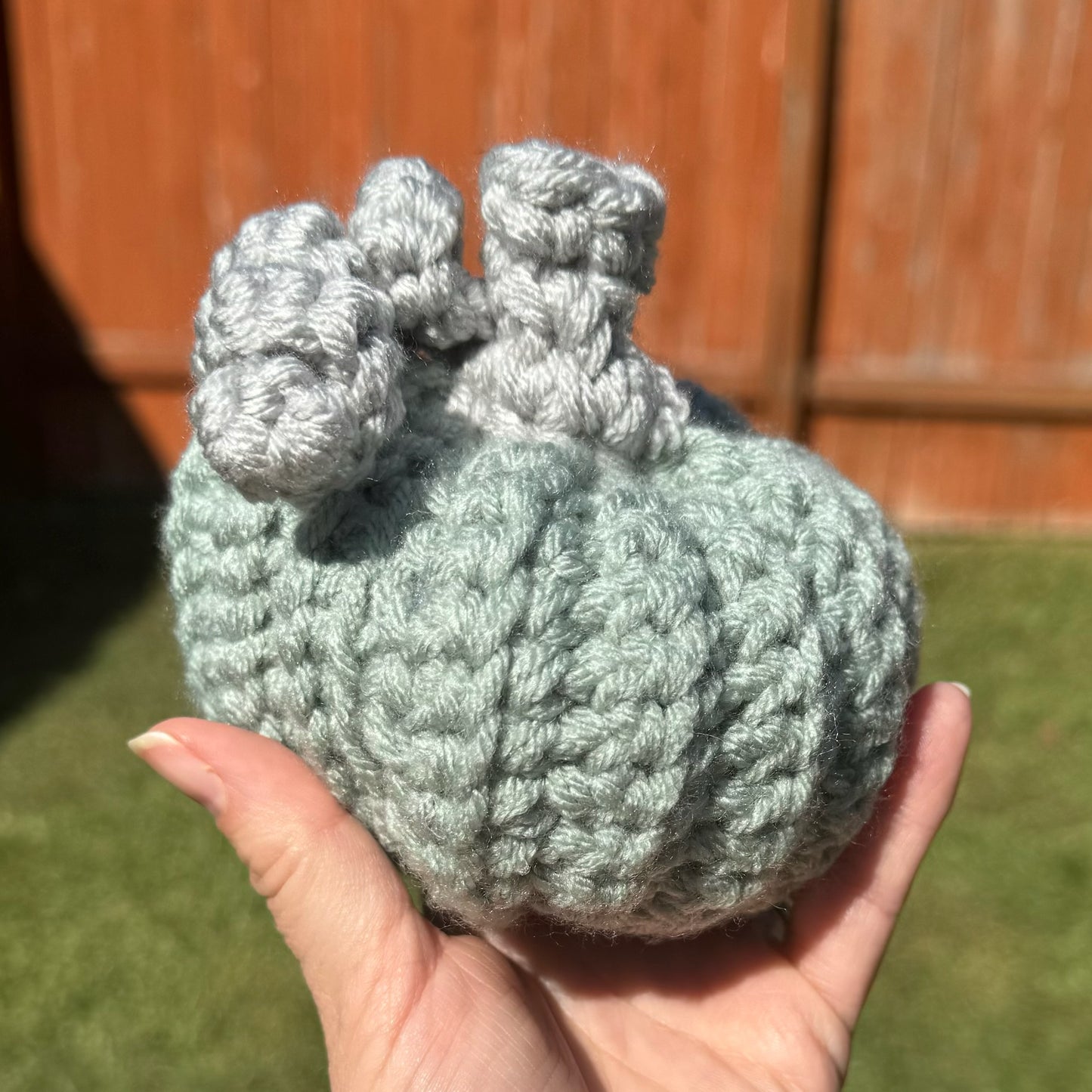 Crochet Small Green and White and Silver Pumpkins