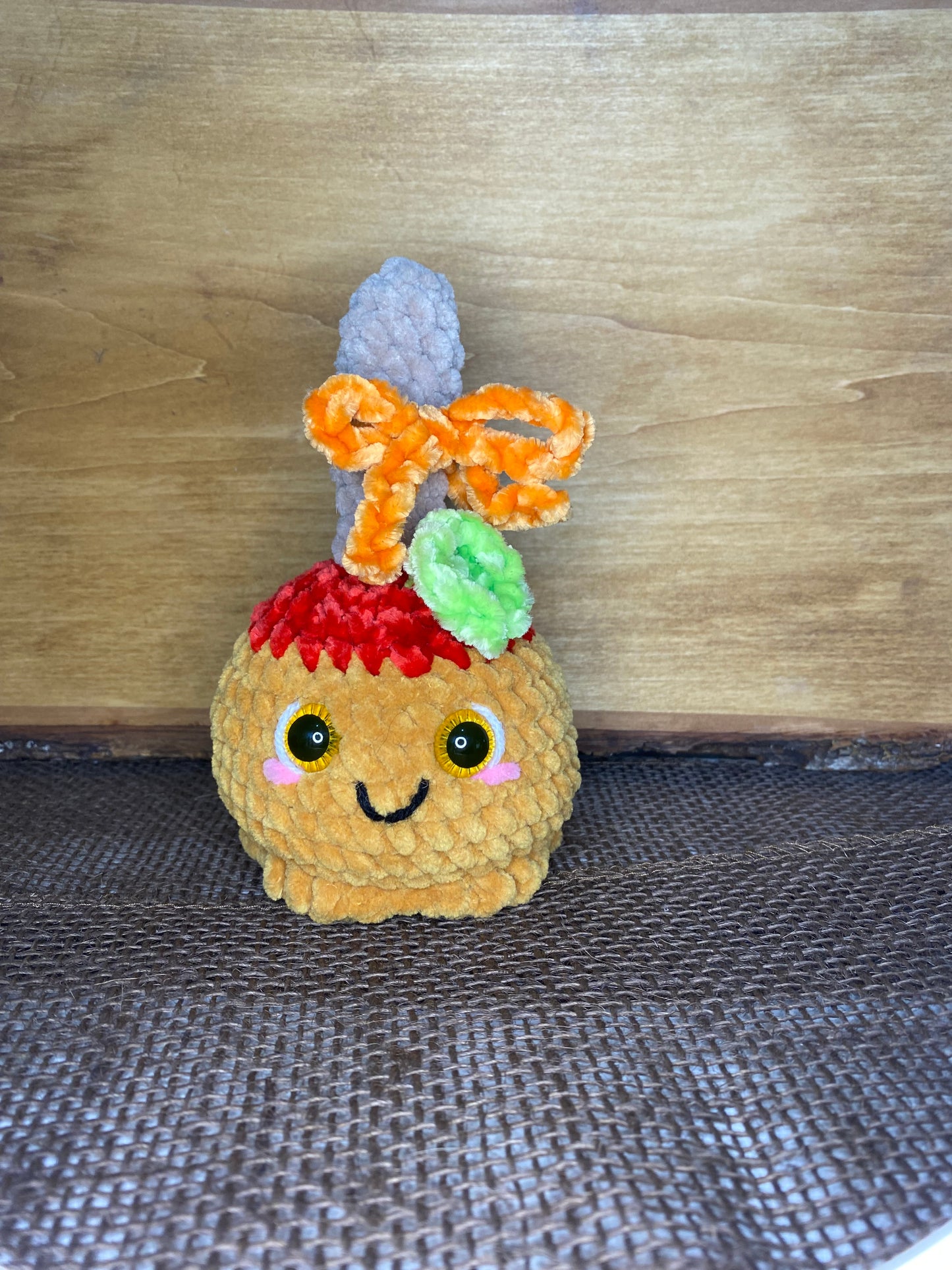 Red Carmel Apple Crochet Plush