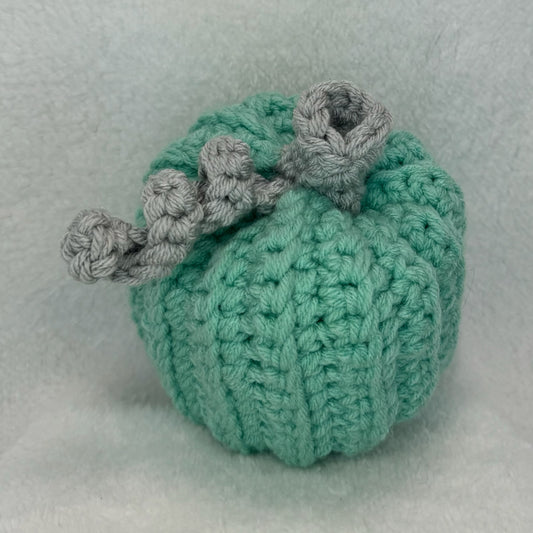 Medium Crochet Pumpkin Decor in Teal and Silver