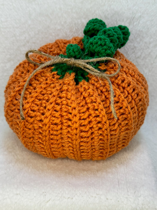 Large Crochet Pumpkin in Orange and Green