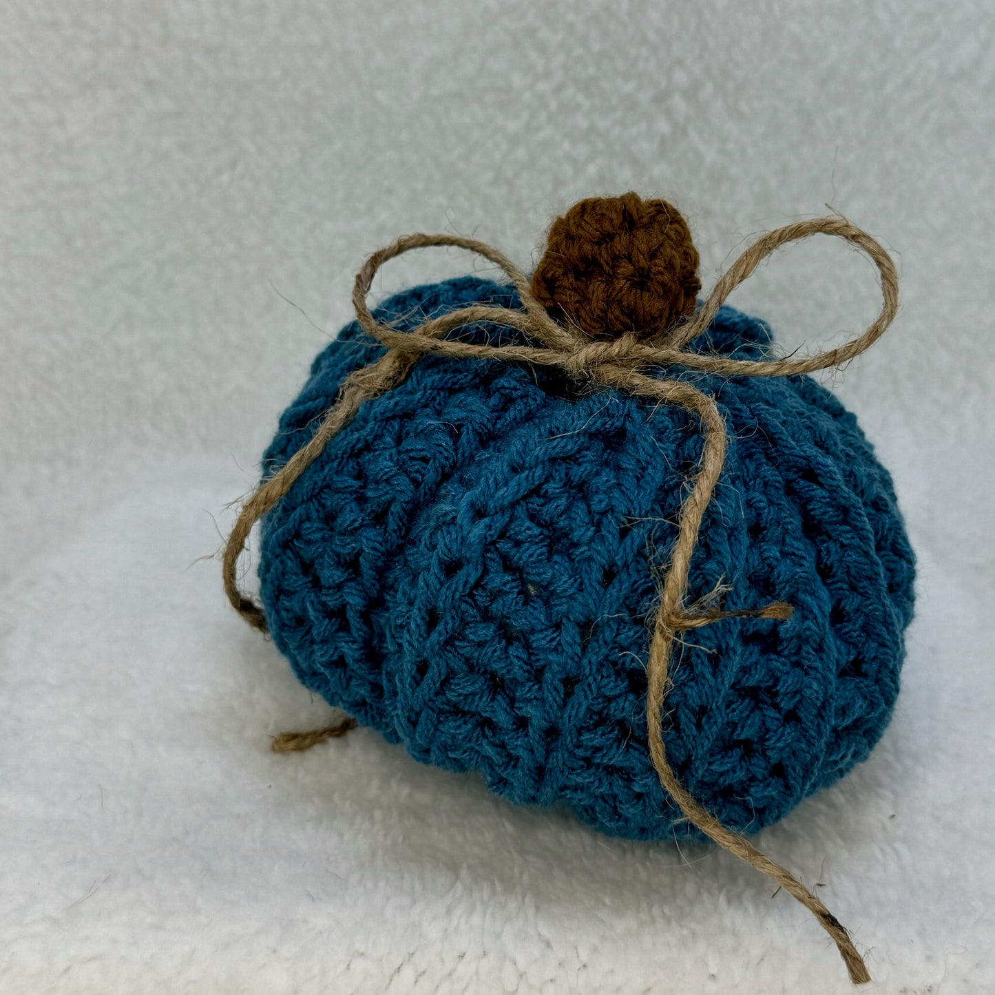 Small Crochet Pumpkin in Blue and Brown