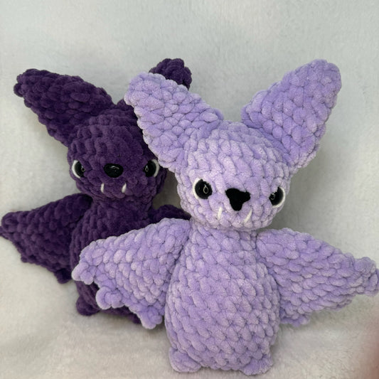 Large Crochet Barry Bat Plush Light Purple