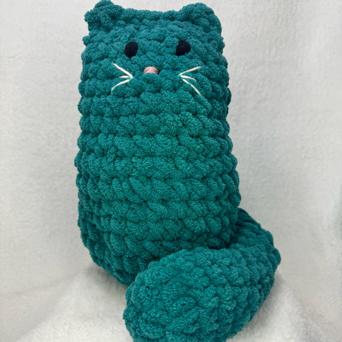 Large Crochet Chonky Potato Cat in Teal