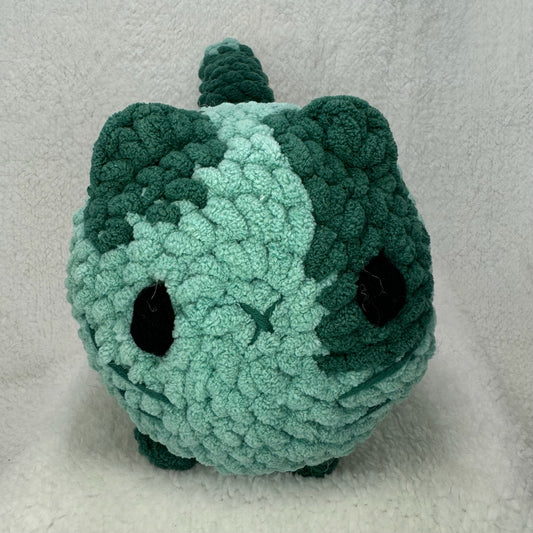 Crochet Loaf Cat in Mint and Dark Green