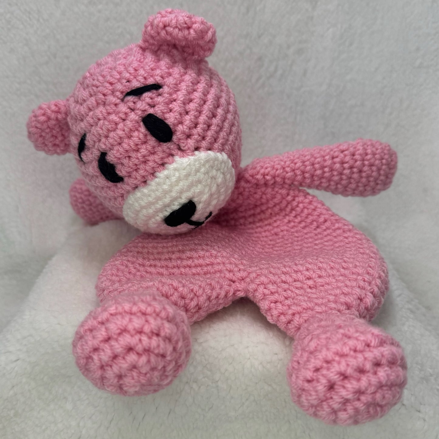 Medium Crochet Snuggler Bear in Pink