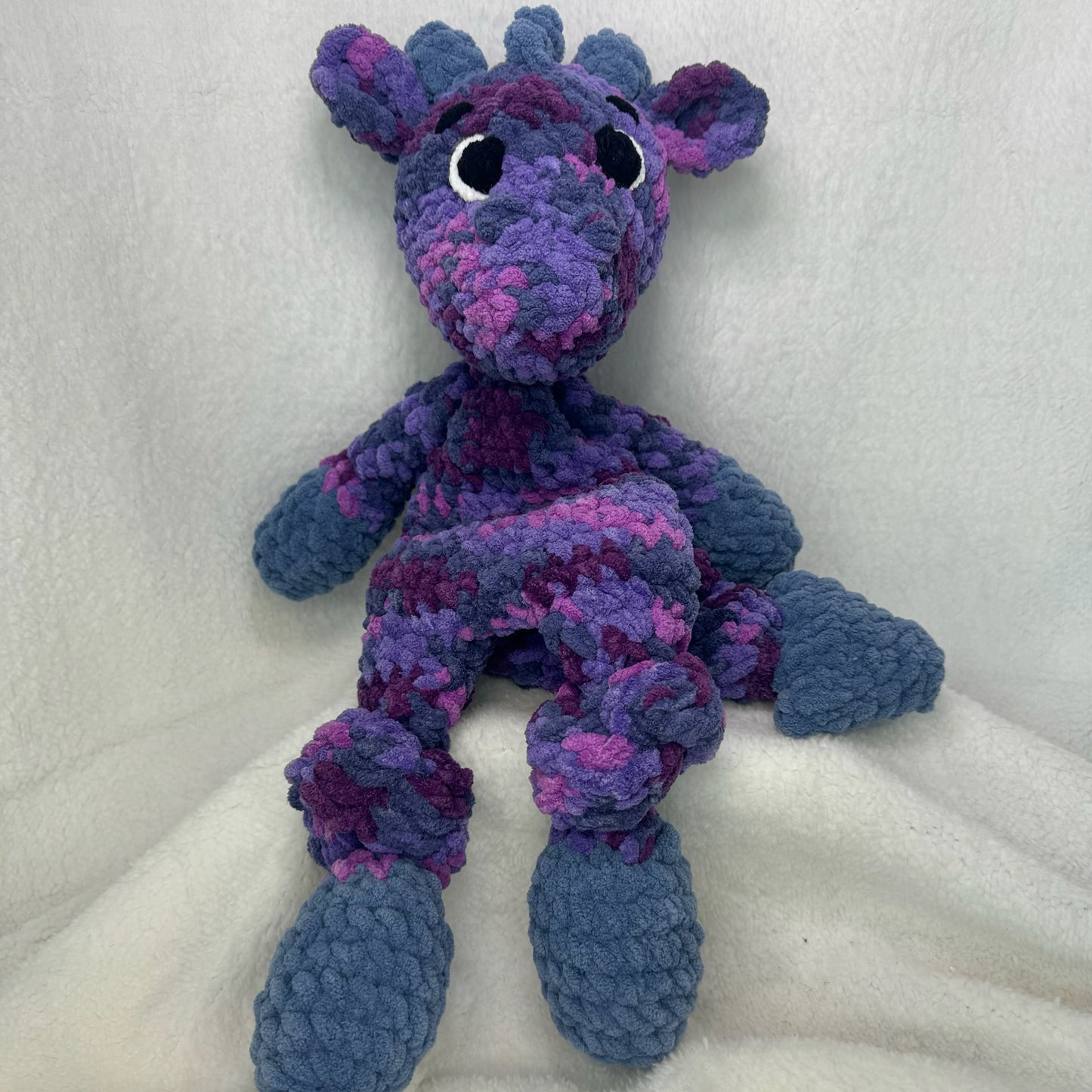 Large Crochet Dragon Snuggler in Purple and Gray