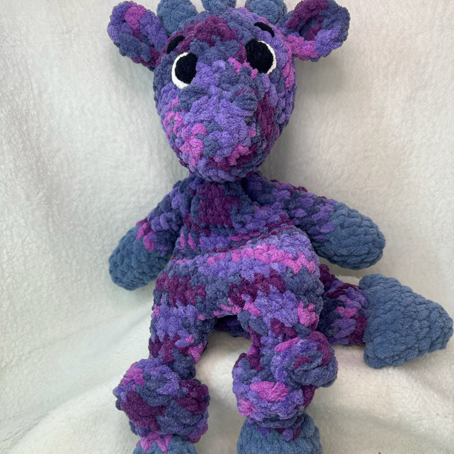 Large Crochet Dragon Snuggler in Purple and Gray