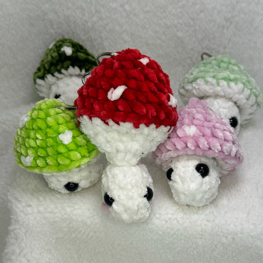 Crochet Popping Mushroom Bag Accessory Key Chain in Assorted Colors