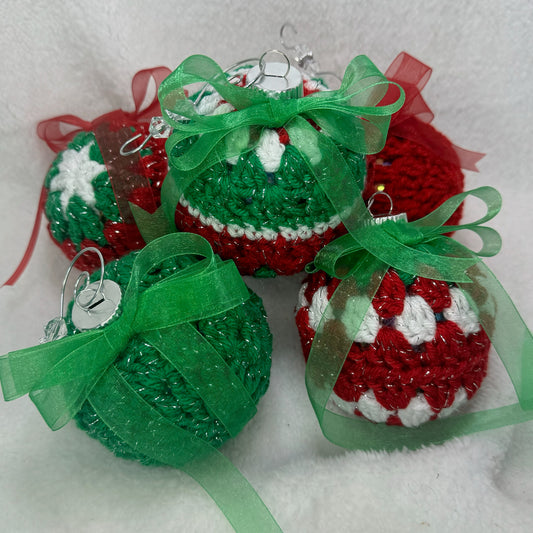 Large Crochet Granny Square Christmas Ornaments Assorted Colors Each Sold Separately