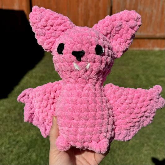 Large Crochet Bat Plush Dark Pink