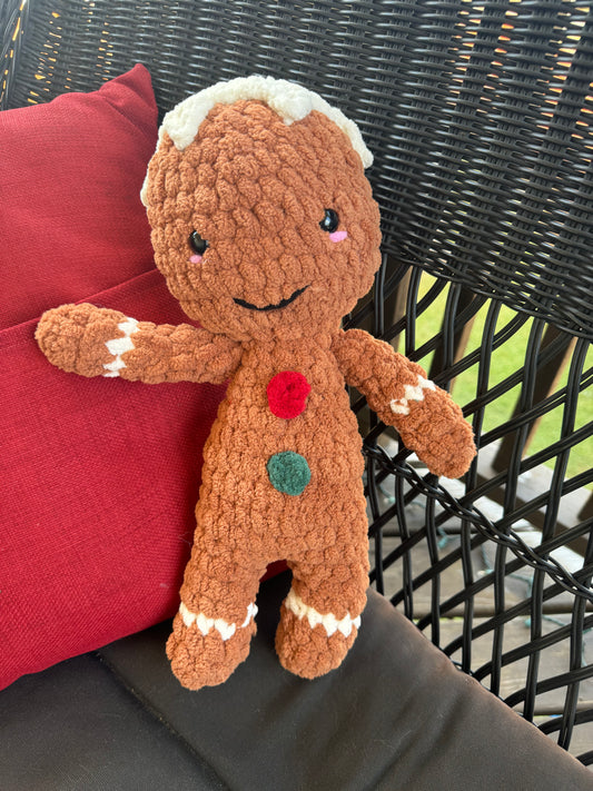 Large Crochet GingerBread Man Plush with Icing